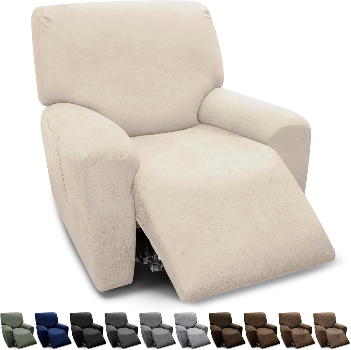 Recliner Chair Covers 4-Piece Set for Leather Look Comfort