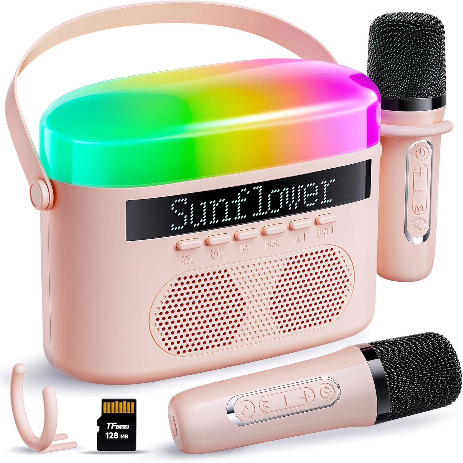 Portable Bluetooth Karaoke Speaker with Dual Mics - Pink