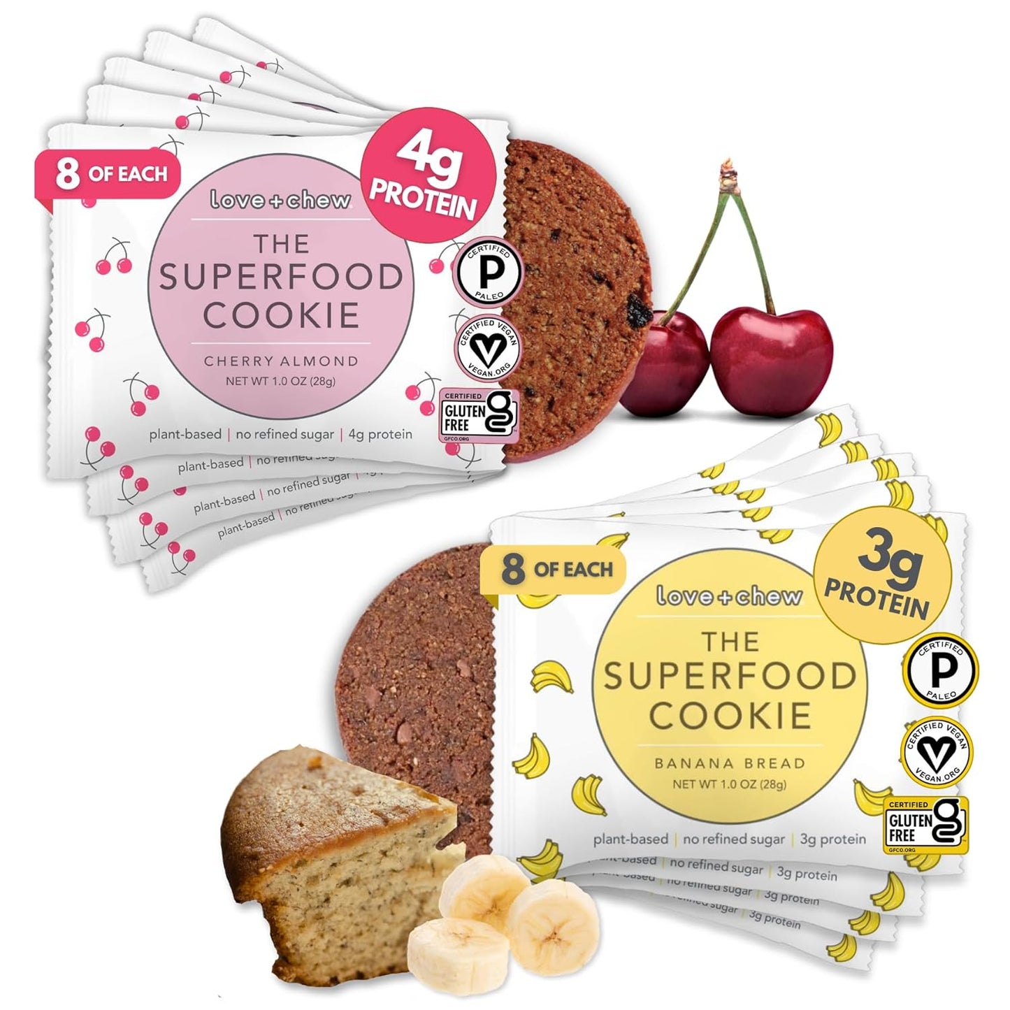 Love + Chew Banana Bread Cherry Almond Minis - Healthy Cookies