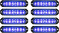 8pcs Blue Ultra Slim 12-LED Surface Mount Strobe Lights - Syncable