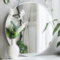 White Round Mirror 30 in Matte Metal Frame - Minimal Bathroom Mirror