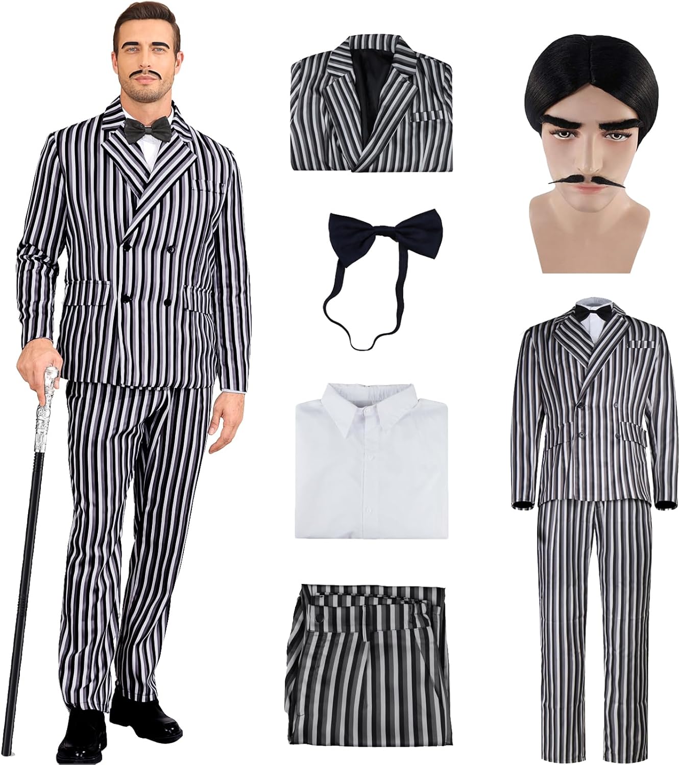 Men's 1920s Gangster Costume Pinstripe Suit for Halloween Fun