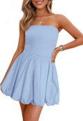 PRETTYGARDEN Bubble Mini Short Dress Strapless Sundress - Versatile