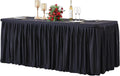 Black Polyester Table Clothes for 8 ft Rectangle Tables - Pleated