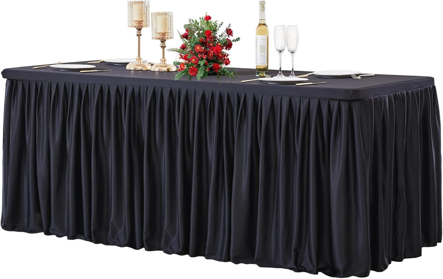 Black Polyester Table Covers for 8 Foot Rectangle Tables
