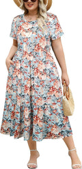 Women's Plus Size Midi Casual Dress with Pockets - Comfortable Fit