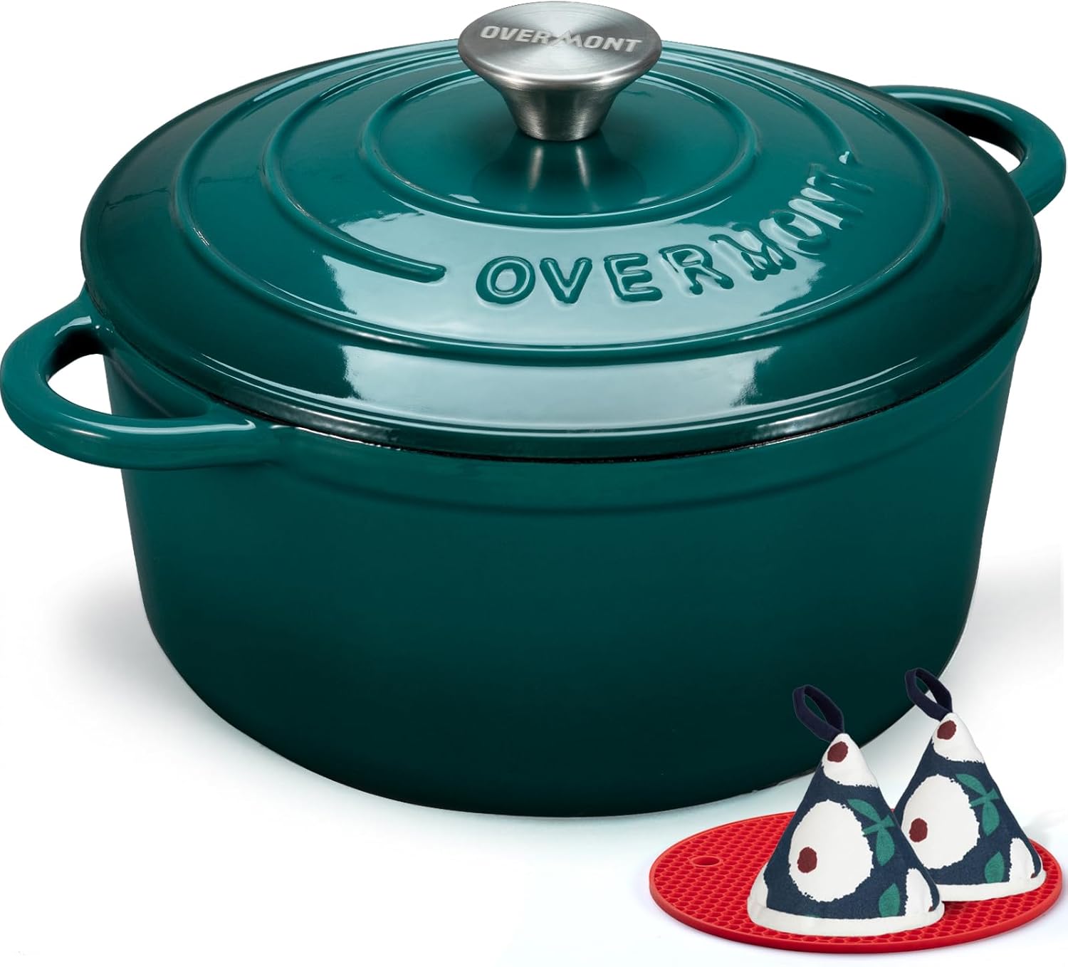 Overmont Enameled Cast Iron Dutch Oven - 4.5QT Heavy-Duty Pot