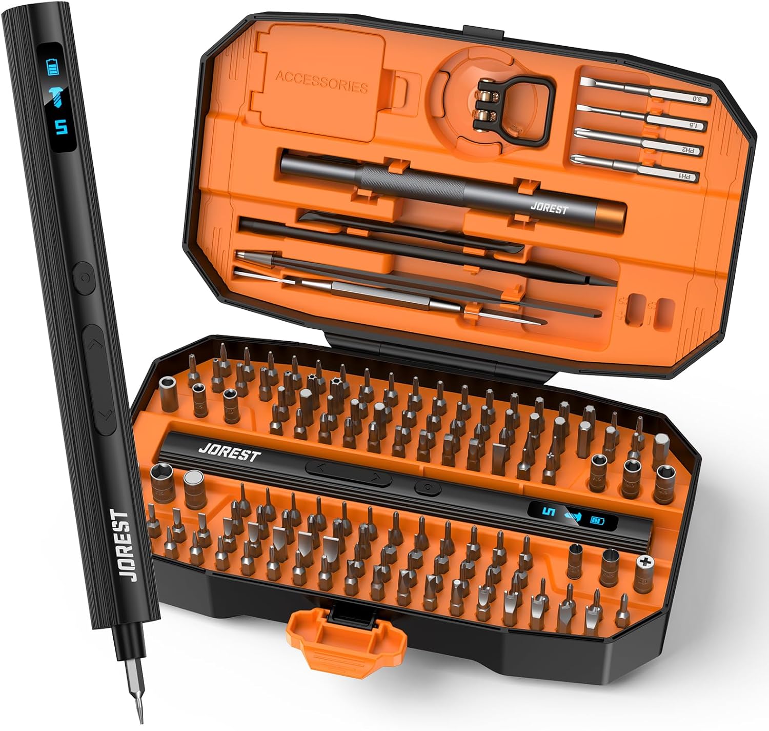 JOREST 155 in 1 Mini Electric Screwdriver Set for Precision Repairs