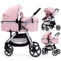 2-in-1 Baby Stroller with Reversible Seat - Folding Infant Pram (Pink)