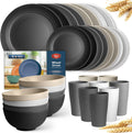 Teivio 32-Piece Wheat Straw Dinnerware Set for 8 - Durable Lightweight
