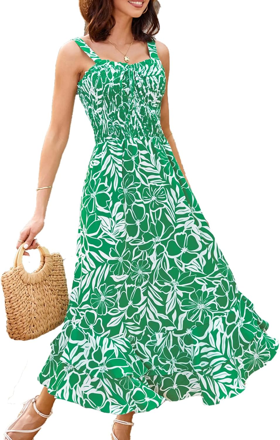 Floral Boho Dress for Women - Summer Maxi Sundress Style