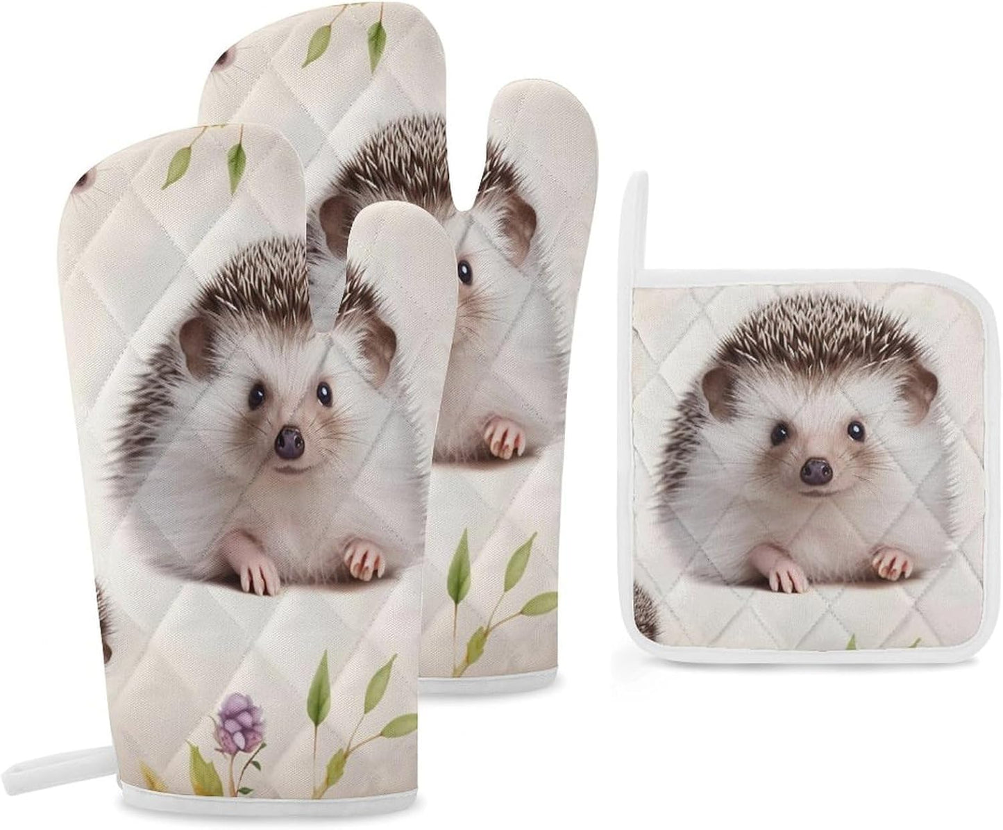 Cute Hedgehog Oven Mitt Set - Heat Resistant Kitchen Essential