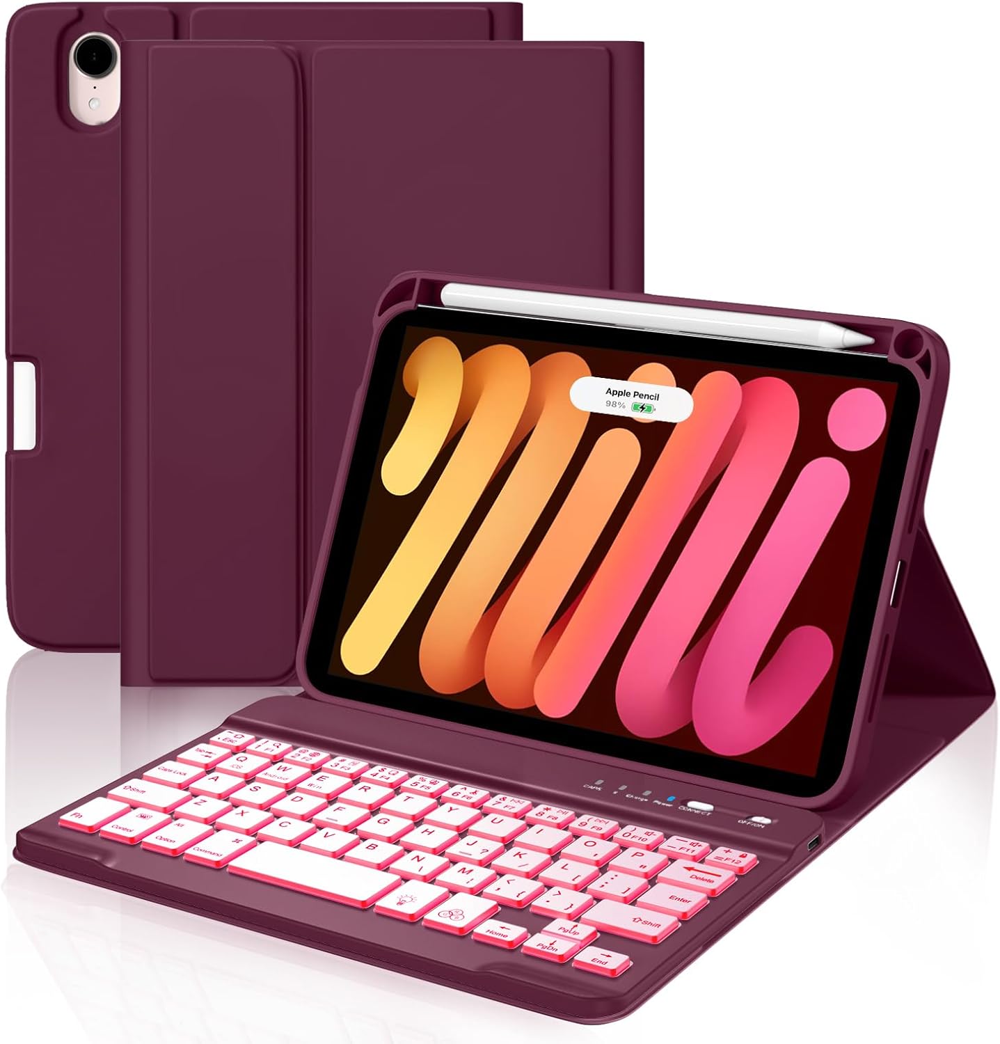 Cousper iPad Mini 7 Keyboard Case with Detachable Backlit Cover