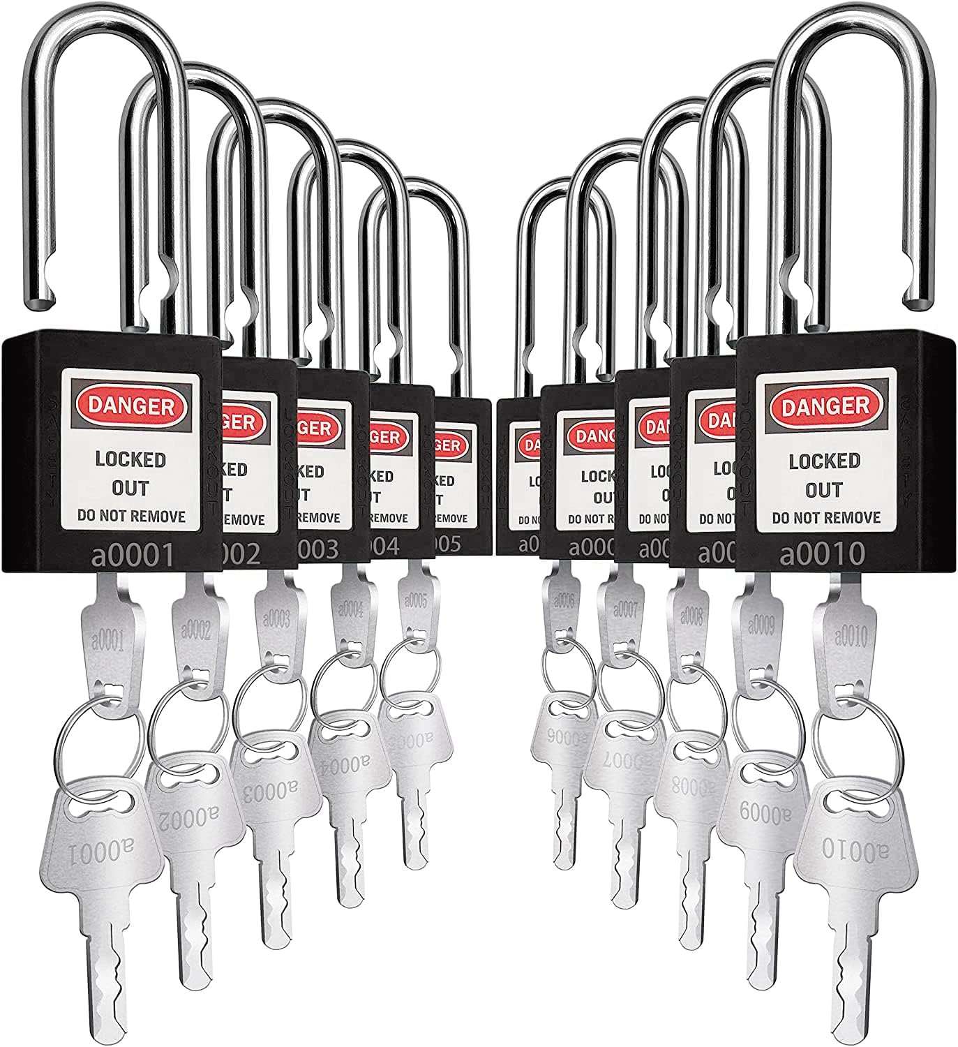 SAFBY 10 Keyed Different Lockout Tagout Lock for Safety Needs