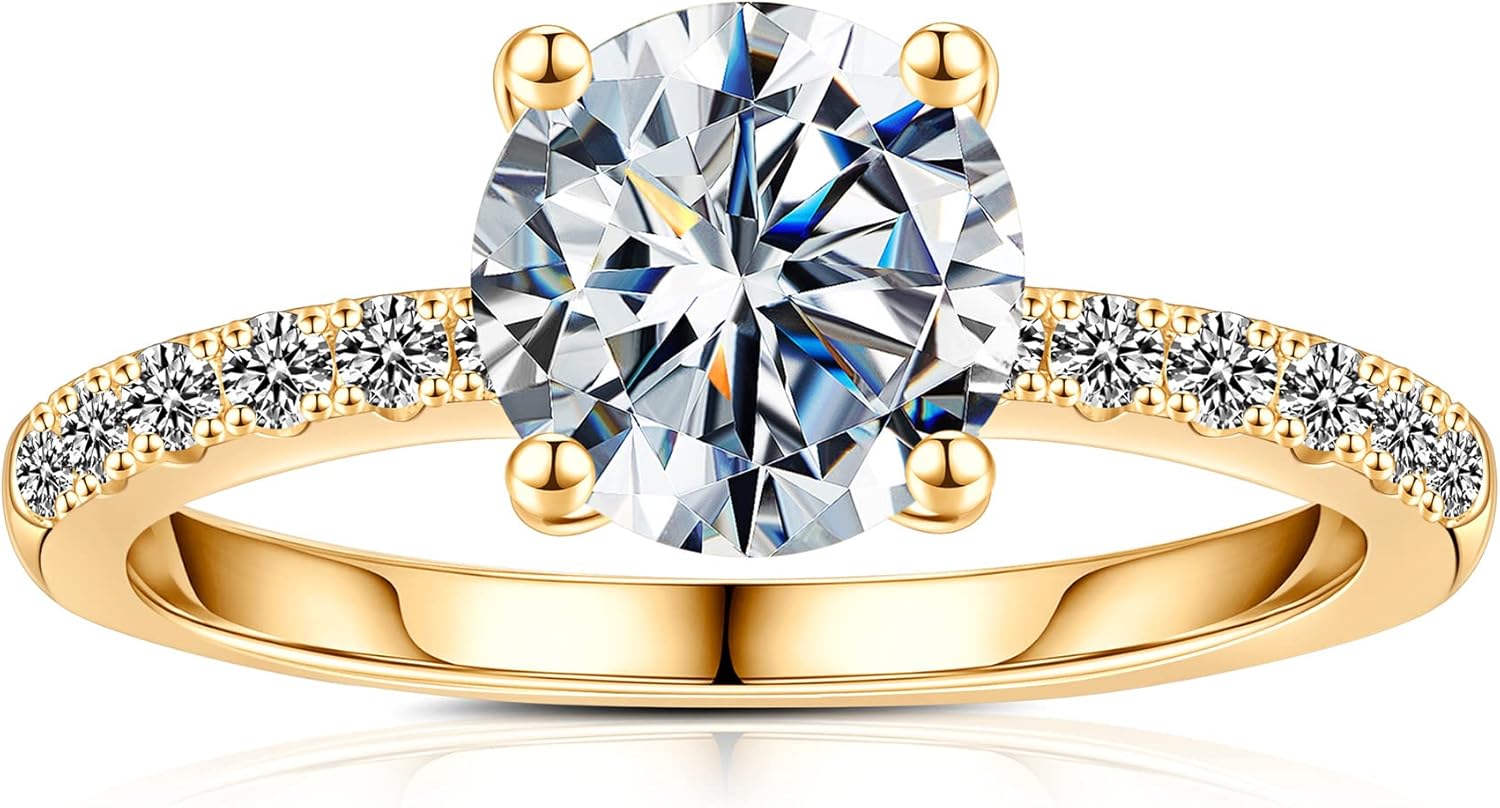 1.5CT Moissanite Engagement Ring in Rhodium Plated Silver