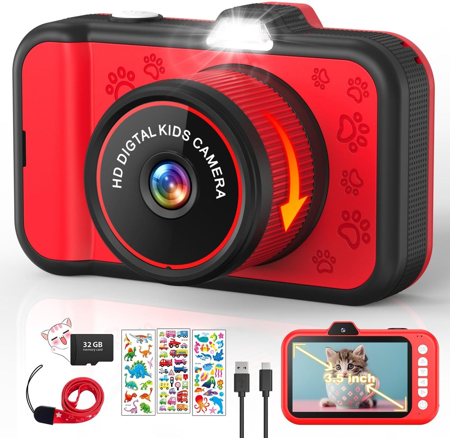 CHAKEYAKE Kids Camera with Rotating Zoom Lens - 1080P Fun & Flashy!