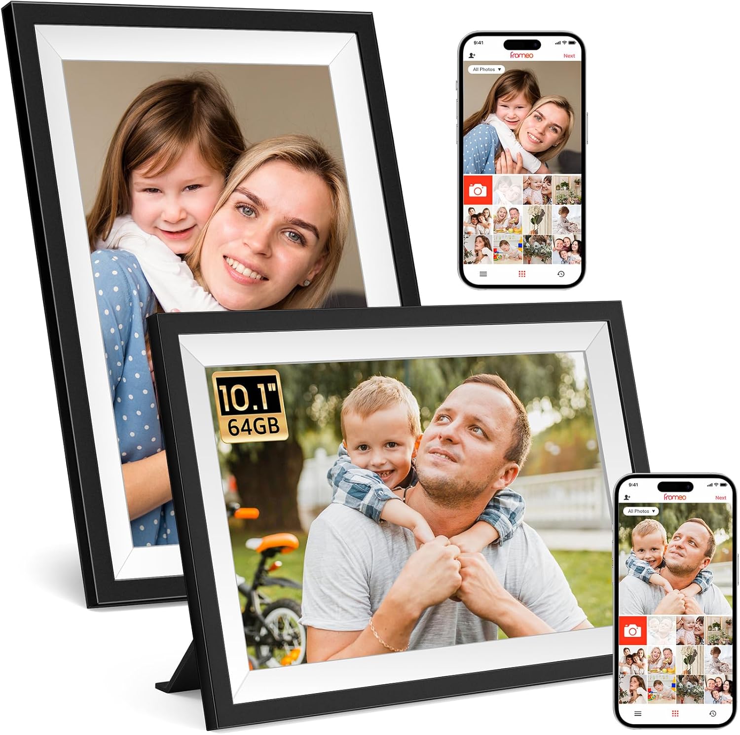2 Pack Frameo 10.1 Inch WiFi Digital Picture Frame with 64GB Storage
