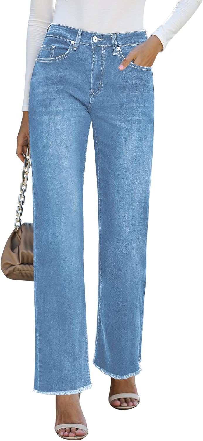 GRAPENT High Waisted Straight Leg Jeans for Women 31ftin