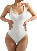 Women Scoop Neck Thong Bodysuit Backless Cami - Flattering Fit