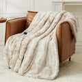 Heated Blanket Throw 50x60 - Luxury Faux Fur Sherpa Electric Throw