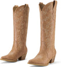 Rollda Cowboy Boots for Women Embroidered Knee-High Cowgirl Boots is