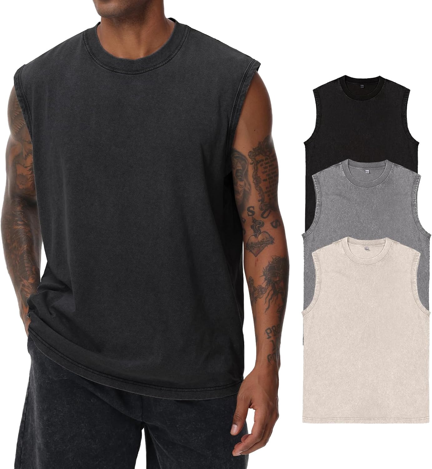 Mens Cotton Sleeveless Tank Tops for Gym and Beach Activities