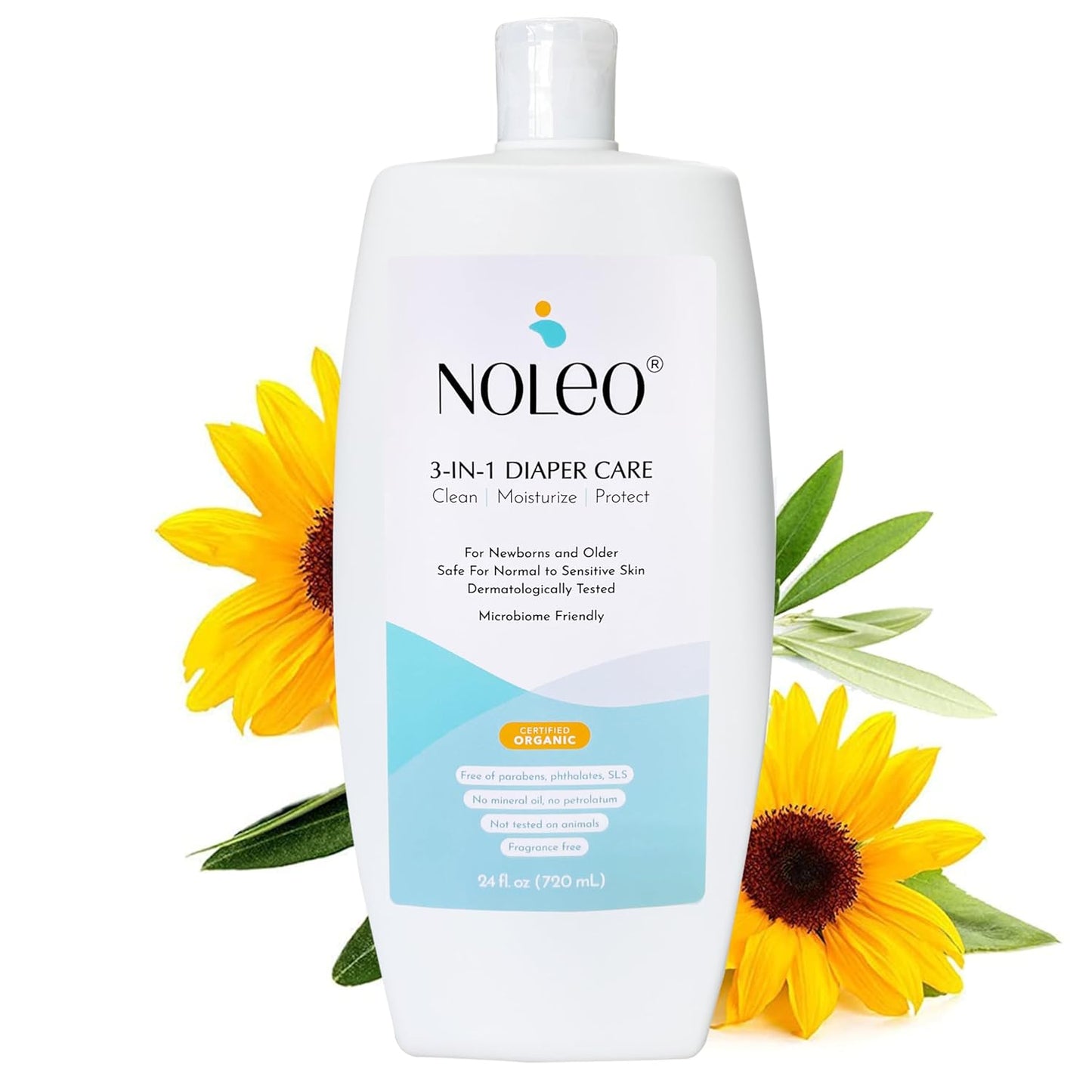 3-in-1 Organic Diaper Care for Baby - Clean, Moisturize, Protect