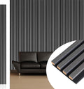 NeatiEase Wood Wall Panels 9 ft Acoustic Slat Panels - Dark Gray Oak