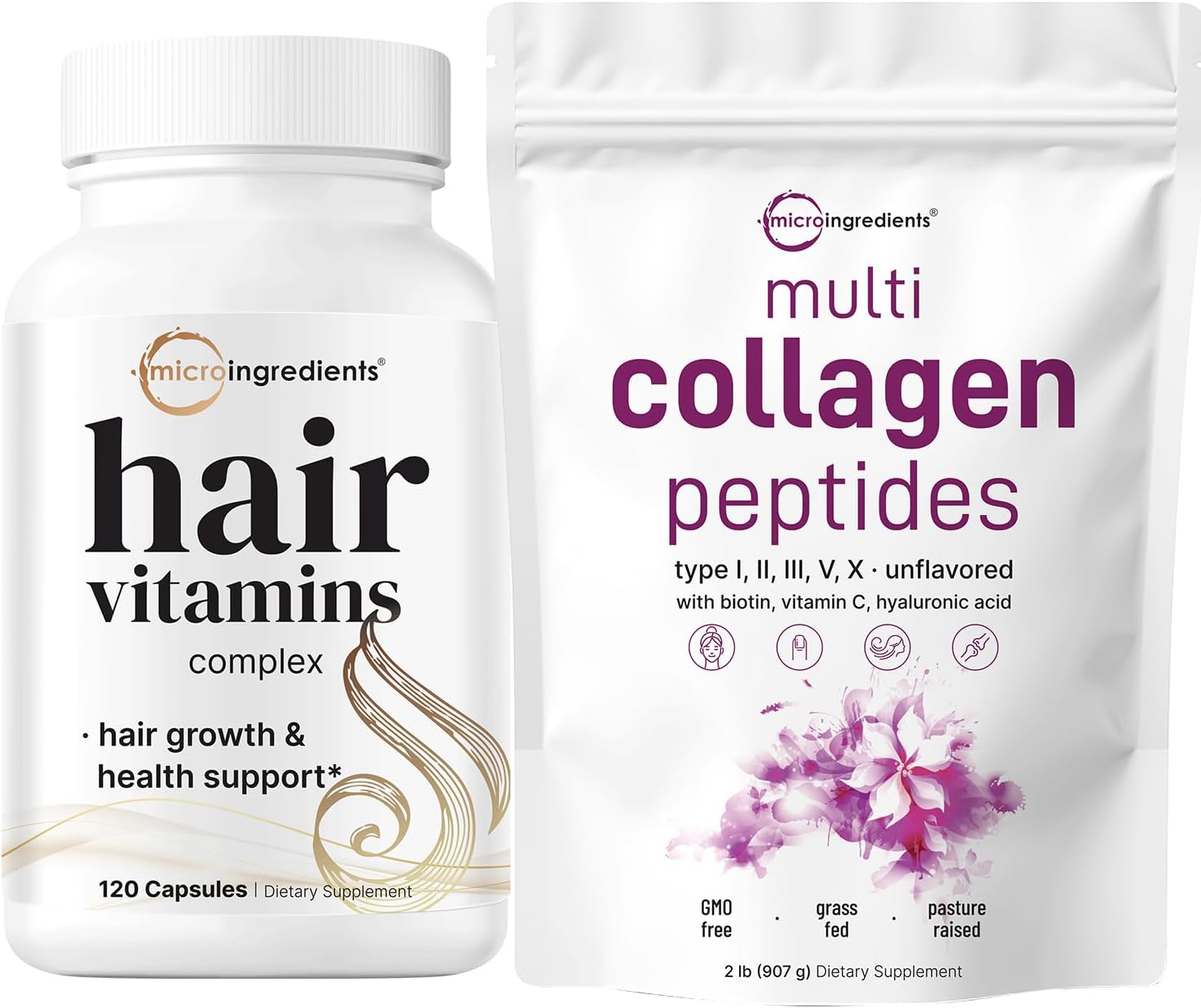 Collagen Protein & Hair Vitamins Bundle | Advanced Hair Growth Support