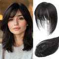 Human Hair Toppers for Women with Fringe 10 in Real Hairpiece
