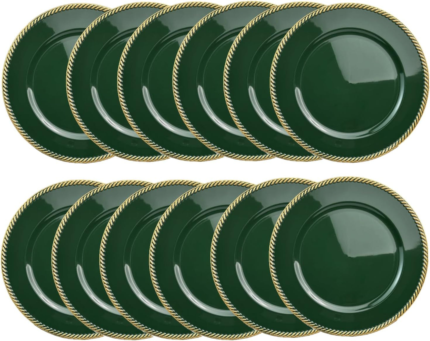 Set of 12 Green Beaded Charger Plates - Stunning Table Decor!