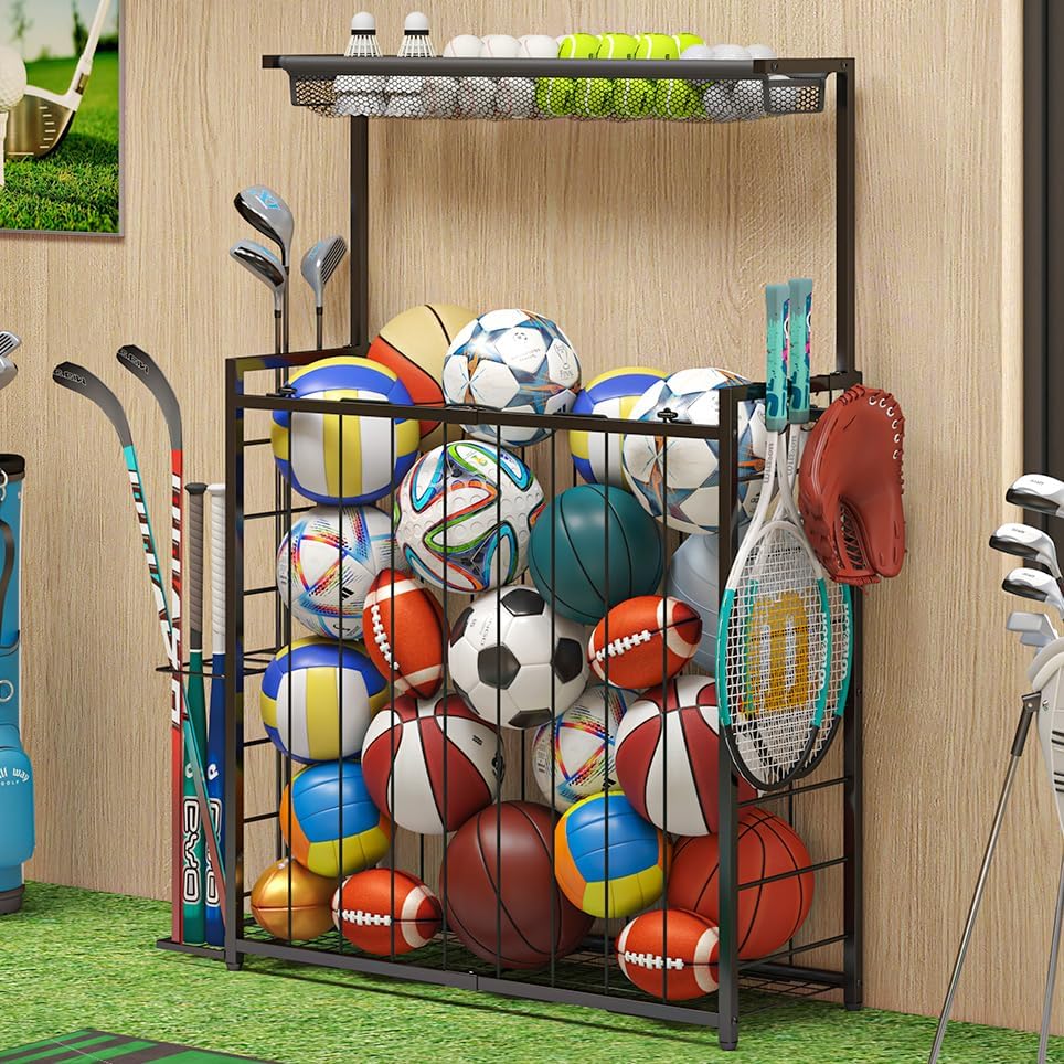 Large Sports Equipment Organizer for Garage Storage and More
