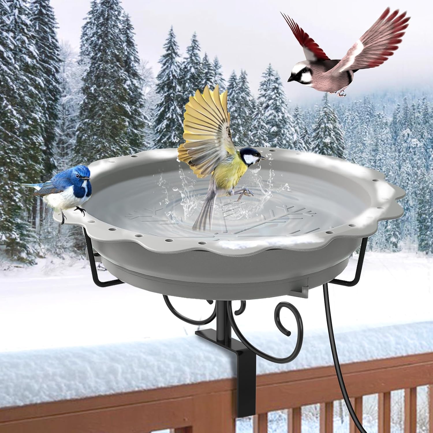 Heated Bird Baths for Outdoors - 100W Winter Bird Bath
