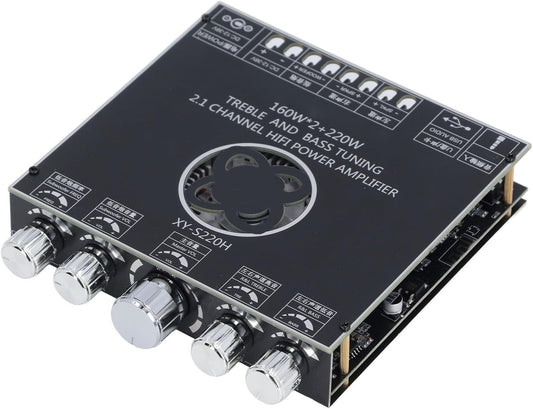 Powerful 2.1 Channel Bluetooth Amp Board, 160W2+220W, Treble/Bass, DIY Speakers