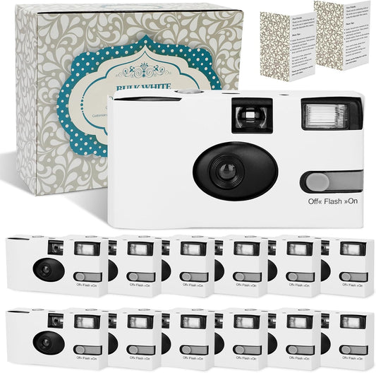 12 Pack White Disposable Cameras: Capture Memories In Style!