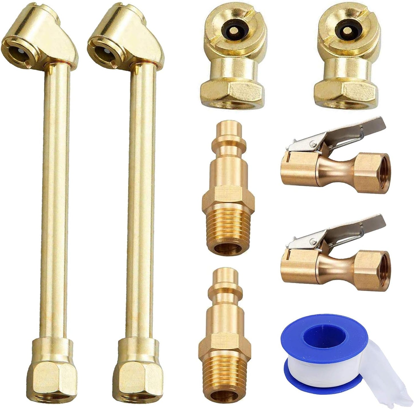 9PCS Air Chuck Set | Closed Flow Lock On Tire | Leak-Free Seal Tape