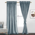 Premium Velvet Blackout Curtains, 52x84, Stone Blue