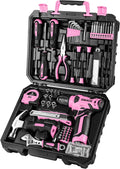 DEKOPRO Drill Set Pink Cordless Drill with 126-Piece Home Tool Kit