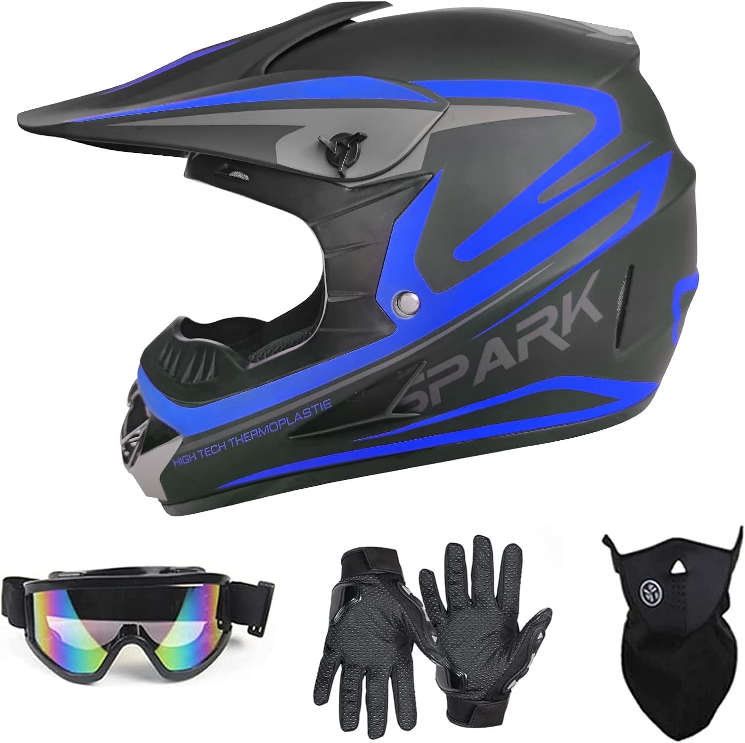 Youth Adult Dirt Bike ATV Helmet Full Face with Goggles & Gloves