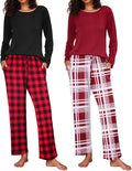 Ekouaer Women's 2-Pack Pajama Set - Soft Long Sleeve PJs