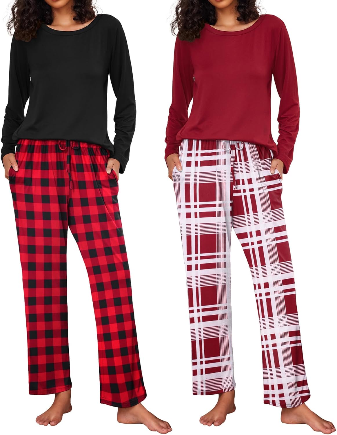 Ekouaer Women's Pajama Set Soft Long Sleeve Sleepwear with Pockets