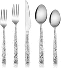 E-far 50-Piece Hammered Silverware Set - Modern Mirror Polished