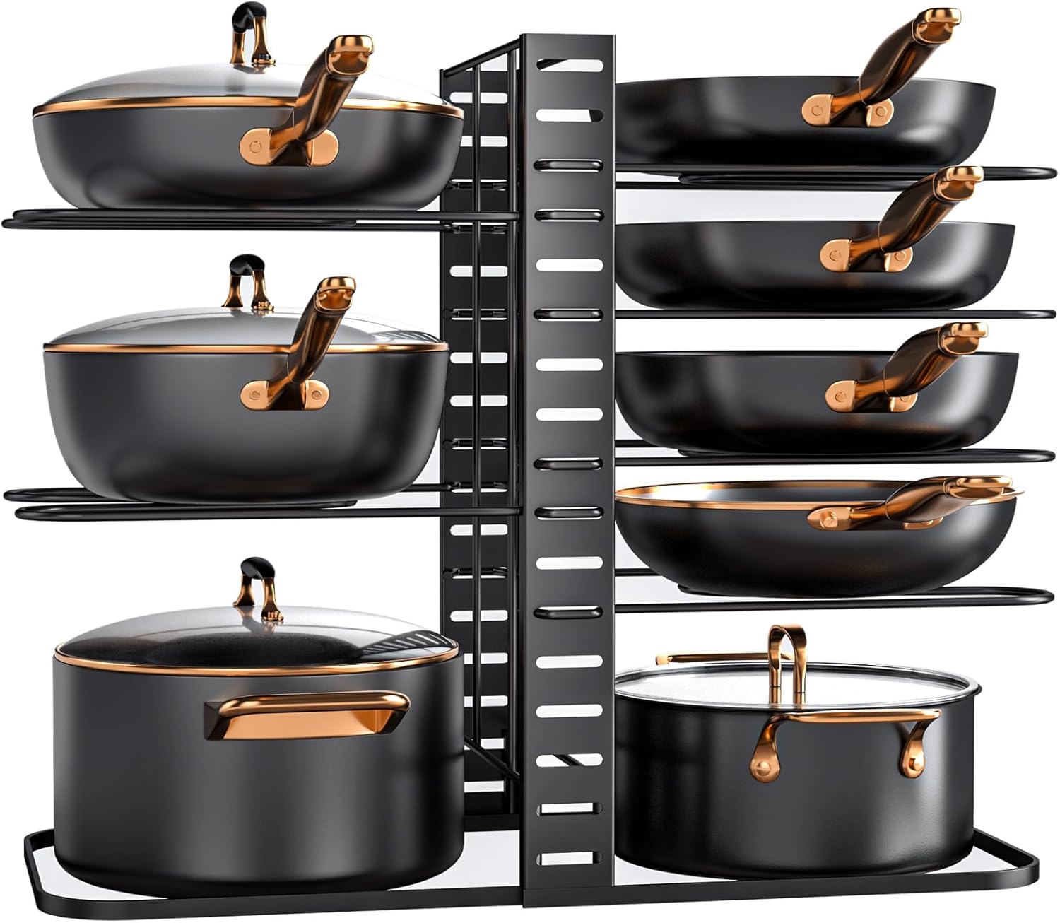 MUDEELA Pots and Pans Organizer Rack for Efficient Kitchen Storage