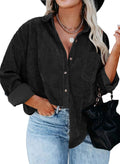 Plus Size Corduroy Shirt Button Down Shacket - Oversized Casual Layer