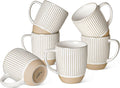 LE TAUCI Coffee Mugs 16 oz Ceramic Set of 6 - Farmhouse Embossed Mugs