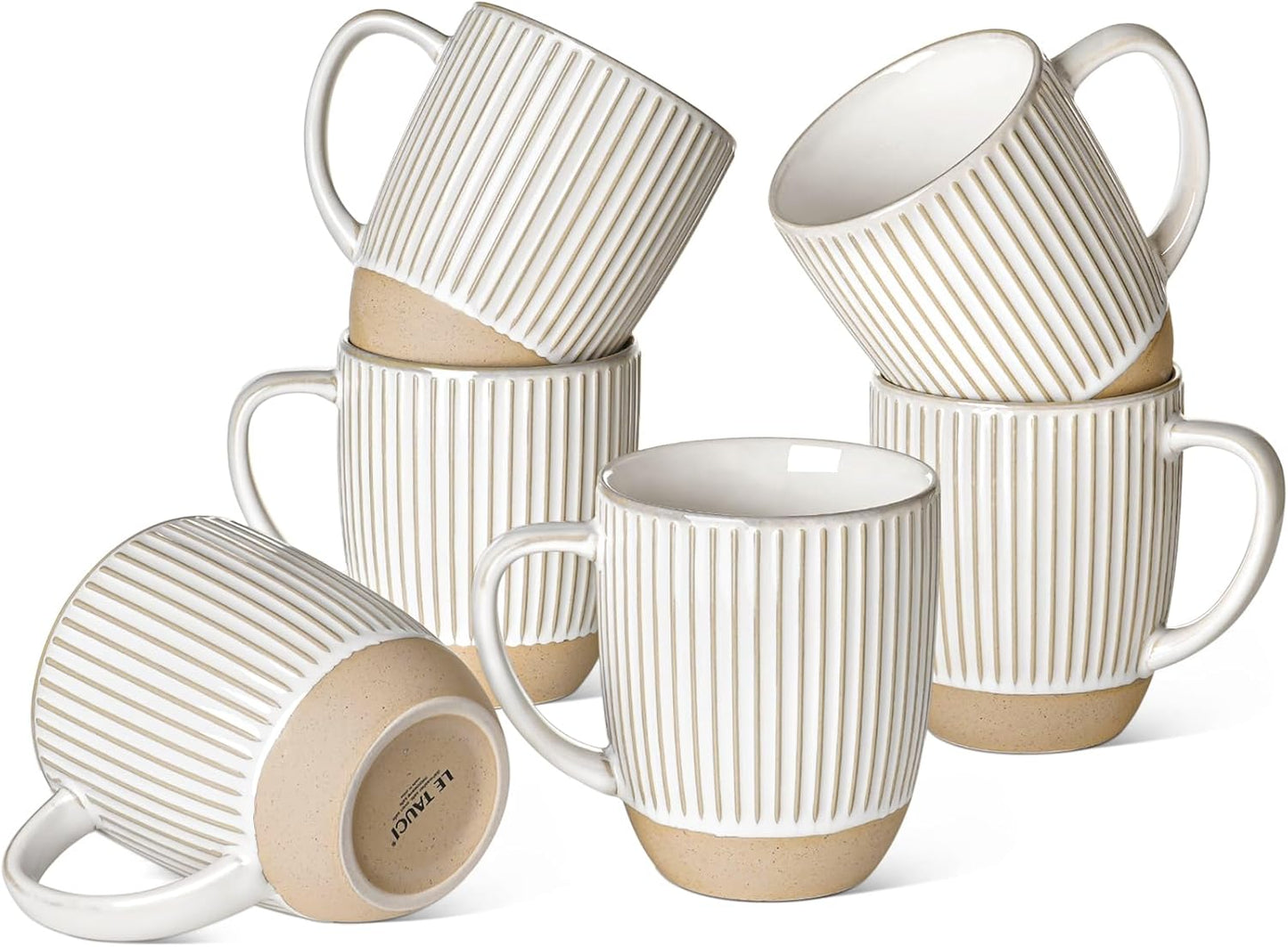 LE TAUCI 16 oz Ceramic Mug Set for Coffee and Tea Lovers
