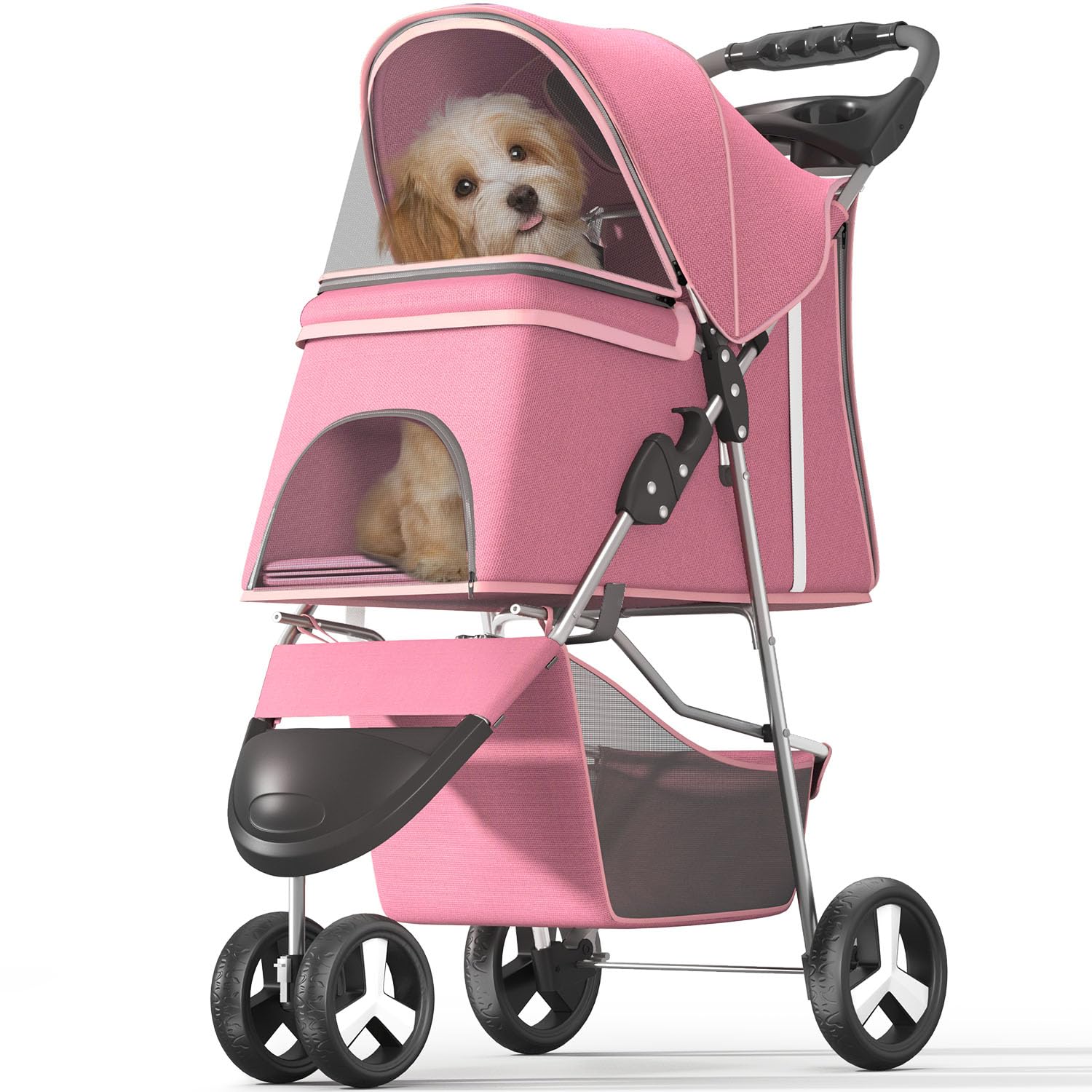 Pet Stroller with 3 Wheels for Small and Medium Pets