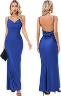 Capuffy Drape Neck Backless Mermaid Maxi Dress - Flattering Evening