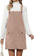 corduroy overall dress for women - adjustable pinafore with pockets