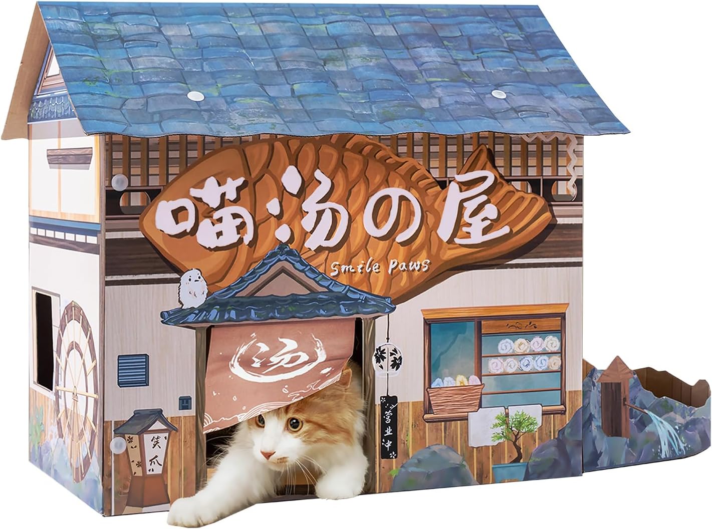 SMILE PAWS Cat Beds for Indoor Cats - Cozy Cardboard House